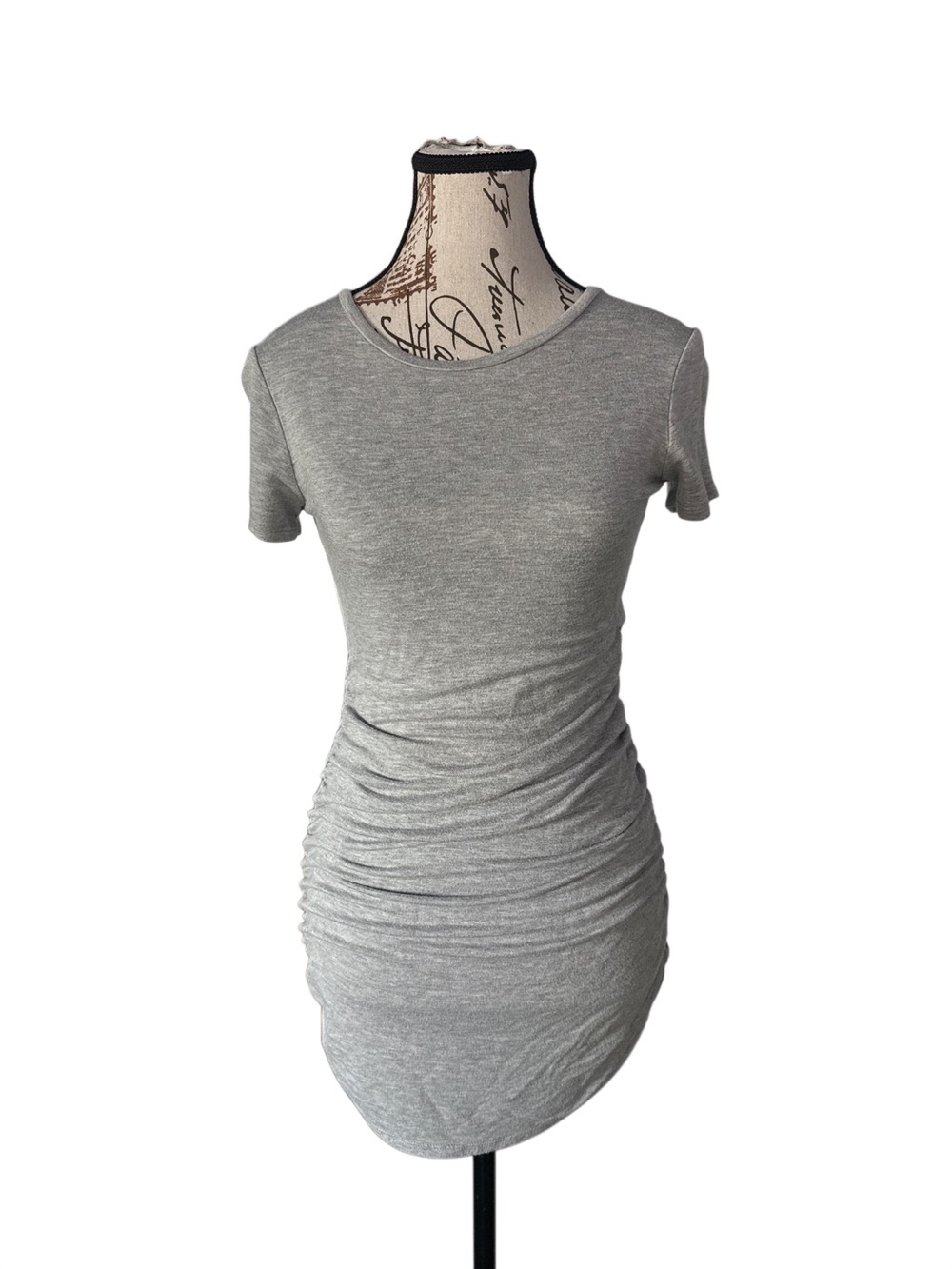 Antistar Gray Ruched Short-Sleeve Women’s side ruched dress, XS